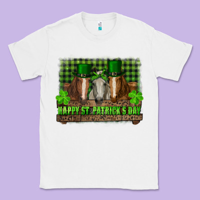 Happy St. Patricks Day Horses With Leprechaun Classic Tee Designed By Ranaportraitstore
