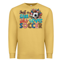 Antique Gold just a girl who loves soccer Premium Sweatshirt - HRA Design Shop