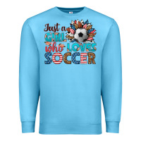 Ocean Blue just a girl who loves soccer Premium Sweatshirt - HRA Design Shop
