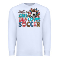 White just a girl who loves soccer Premium Sweatshirt - HRA Design Shop
