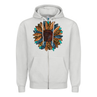 Dove Grey Fall Tooled Leather Sunflower Zipper Hoodie - RanaPortraitStore