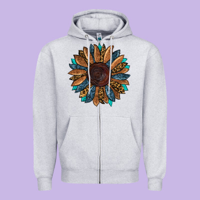 Zipper Hoodie Fall Tooled Leather Sunflower