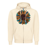 Sandshell Fall Tooled Leather Sunflower Zipper Hoodie - RanaPortraitStore