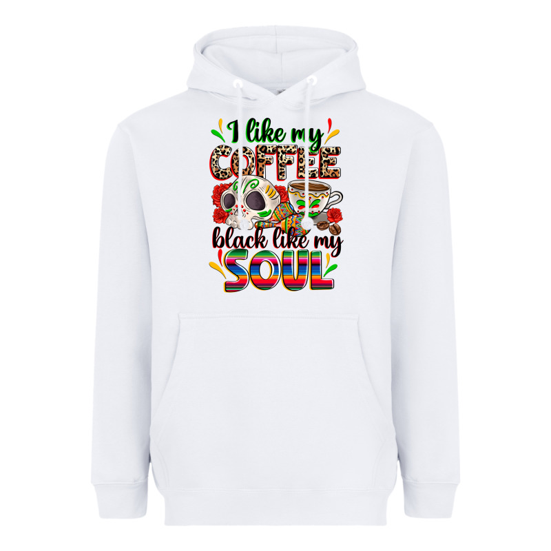 I Like My Coffee Black Like My Soul Heavyweight Hoodie by Zillion Design Studio | Teevron