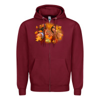 Burgundy Fall sneaker and heel afro woman Zipper Hoodie - RanaPortraitStore