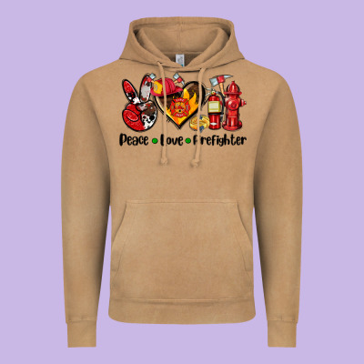 Peace Love Firefighter Vintage Hoodie Designed By Adodesignshop