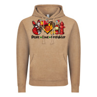 Vintage Coffee peace love firefighter Vintage Hoodie - AdoDesignShop