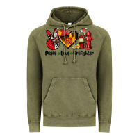 Vintage Olive peace love firefighter Vintage Hoodie - AdoDesignShop