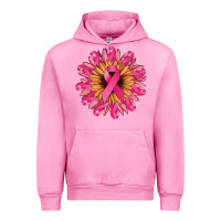 Fuchsia Pink cancer ribbon sunflower Urban Hoodie - NancyCooperArtShop