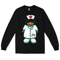 Black african nurse gnome afro hair Long Sleeve Tee - BarkalooDesign