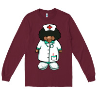 African Nurse Gnome Afro Hair Long Sleeve Tee | Teevron