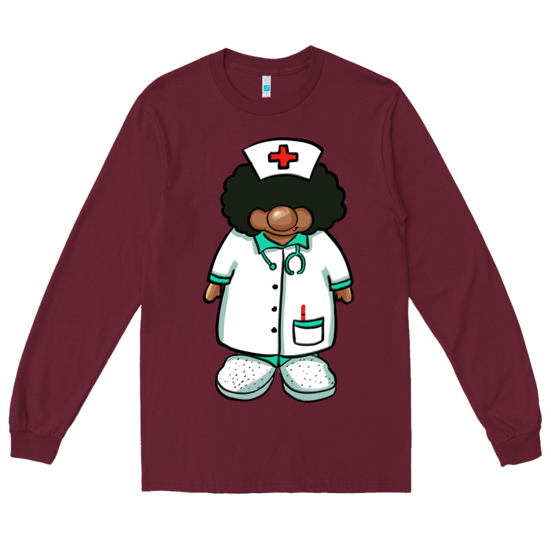 African Nurse Gnome Afro Hair Long Sleeve Tee by BarkalooDesign | Teevron