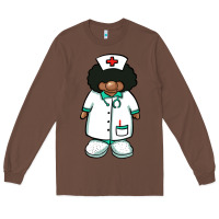 Chestnut african nurse gnome afro hair Long Sleeve Tee - BarkalooDesign