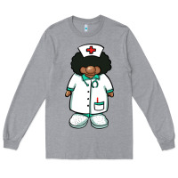 Heather Grey african nurse gnome afro hair Long Sleeve Tee - BarkalooDesign