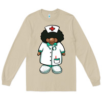 Mushroom african nurse gnome afro hair Long Sleeve Tee - BarkalooDesign