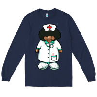 Navy african nurse gnome afro hair Long Sleeve Tee - BarkalooDesign