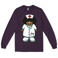 Plum african nurse gnome afro hair Long Sleeve Tee - BarkalooDesign