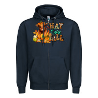 Navy Hay there Fall pumpkin heifer Zipper Hoodie - RanaPortraitStore