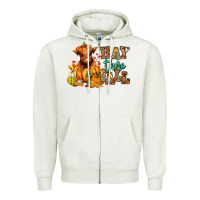 Oatmeal Heather Hay there Fall pumpkin heifer Zipper Hoodie - RanaPortraitStore
