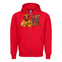 Red Hay there Fall pumpkin heifer Zipper Hoodie - RanaPortraitStore
