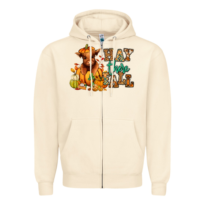 Hay There Fall Pumpkin Heifer Zipper Hoodie by RanaPortraitStore | Teevron