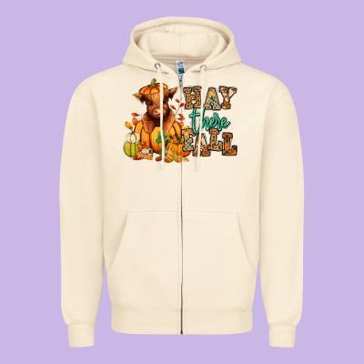 Zipper Hoodie Hay there Fall pumpkin heifer