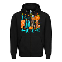 Black I love Fall most of all Zipper Hoodie - RanaPortraitStore