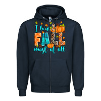 Navy I love Fall most of all Zipper Hoodie - RanaPortraitStore