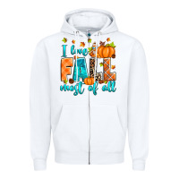 White I love Fall most of all Zipper Hoodie - RanaPortraitStore