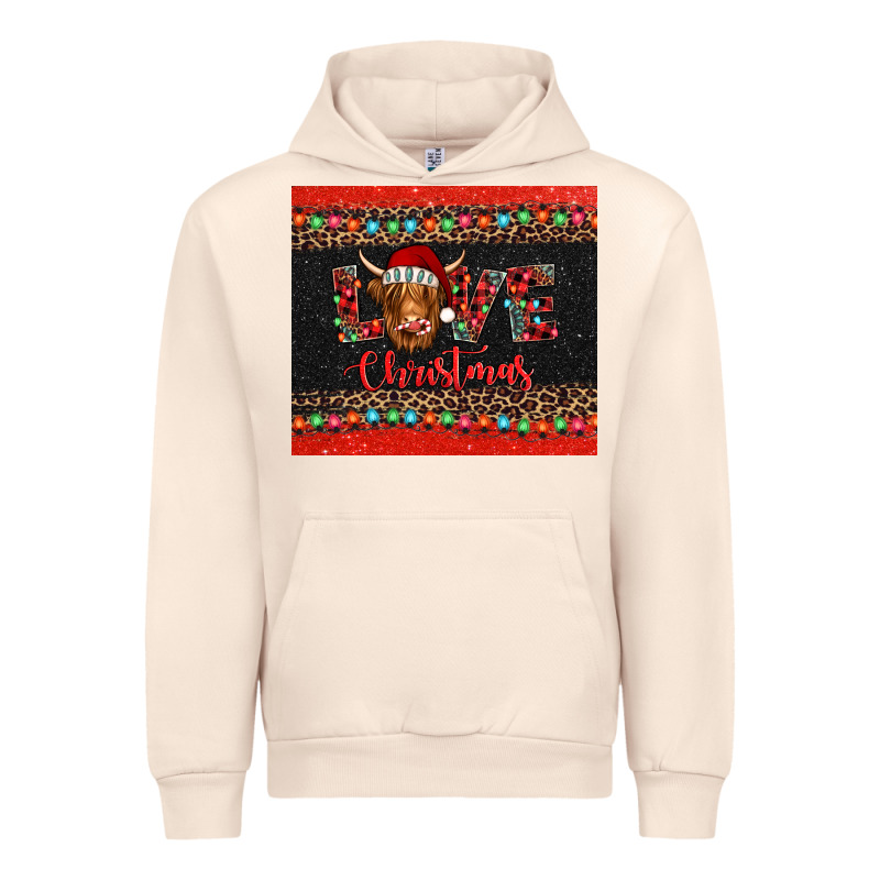 Love Christmas Highland Cow And Turquoise Gemstone Urban Hoodie by Jasminsmagicworld | Teevron
