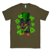 Army Green st. patricks day lucky dachshund puppy Classic Tee - RanaPortraitStore