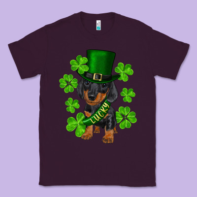 St. Patricks Day Lucky Dachshund Puppy Classic Tee Designed By Ranaportraitstore