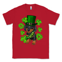 Red st. patricks day lucky dachshund puppy Classic Tee - RanaPortraitStore