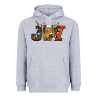 Heather Grey christmas joy cow Heavyweight Hoodie - RanaPortraitStore