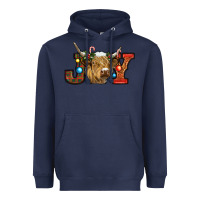 Navy christmas joy cow Heavyweight Hoodie - RanaPortraitStore