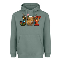 Sage christmas joy cow Heavyweight Hoodie - RanaPortraitStore