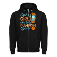 Black Just a girl who loves pumpkin spice Zipper Hoodie - RanaPortraitStore