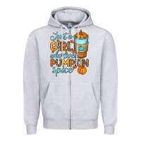Heather Grey Just a girl who loves pumpkin spice Zipper Hoodie - RanaPortraitStore