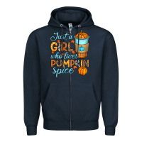 Navy Just a girl who loves pumpkin spice Zipper Hoodie - RanaPortraitStore