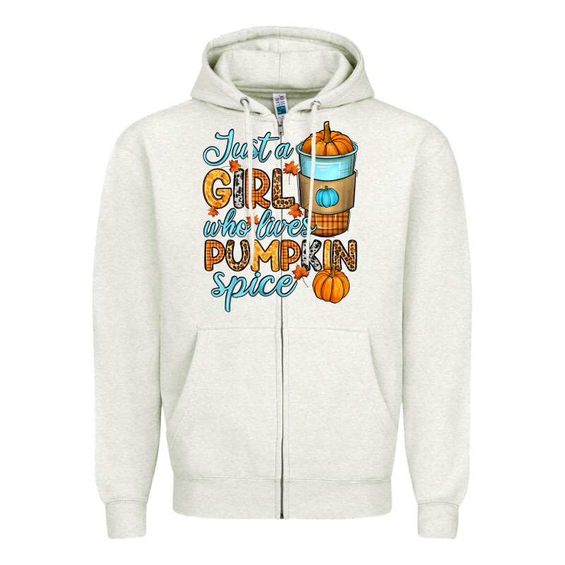 Just A Girl Who Loves Pumpkin Spice Zipper Hoodie by RanaPortraitStore | Teevron