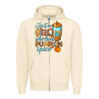 Sandshell Just a girl who loves pumpkin spice Zipper Hoodie - RanaPortraitStore