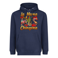Navy La Mama mas Chingona Heavyweight Hoodie - texasbilliewilder