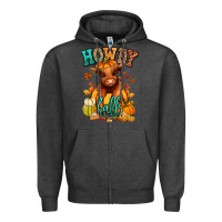 Charcoal Heather Hay there Fall pumpkin heifer Zipper Hoodie - RanaPortraitStore