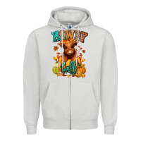 Dove Grey Hay there Fall pumpkin heifer Zipper Hoodie - RanaPortraitStore