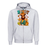 Heather Grey Hay there Fall pumpkin heifer Zipper Hoodie - RanaPortraitStore