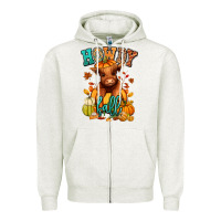 Oatmeal Heather Hay there Fall pumpkin heifer Zipper Hoodie - RanaPortraitStore