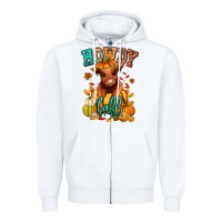 White Hay there Fall pumpkin heifer Zipper Hoodie - RanaPortraitStore