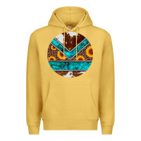 Antique Gold turquoise cowhide leopard sunflowers round Premium Hoodie - Artiststas