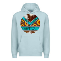 Blue Mist turquoise cowhide leopard sunflowers round Premium Hoodie - Artiststas