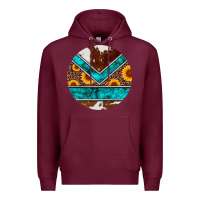 Burgundy turquoise cowhide leopard sunflowers round Premium Hoodie - Artiststas